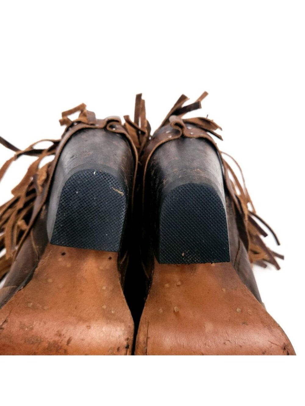 Freebird By Steven Tonto Distressed Brown Leather Fringe Western Boots Size 9 - Picture 7 of 13